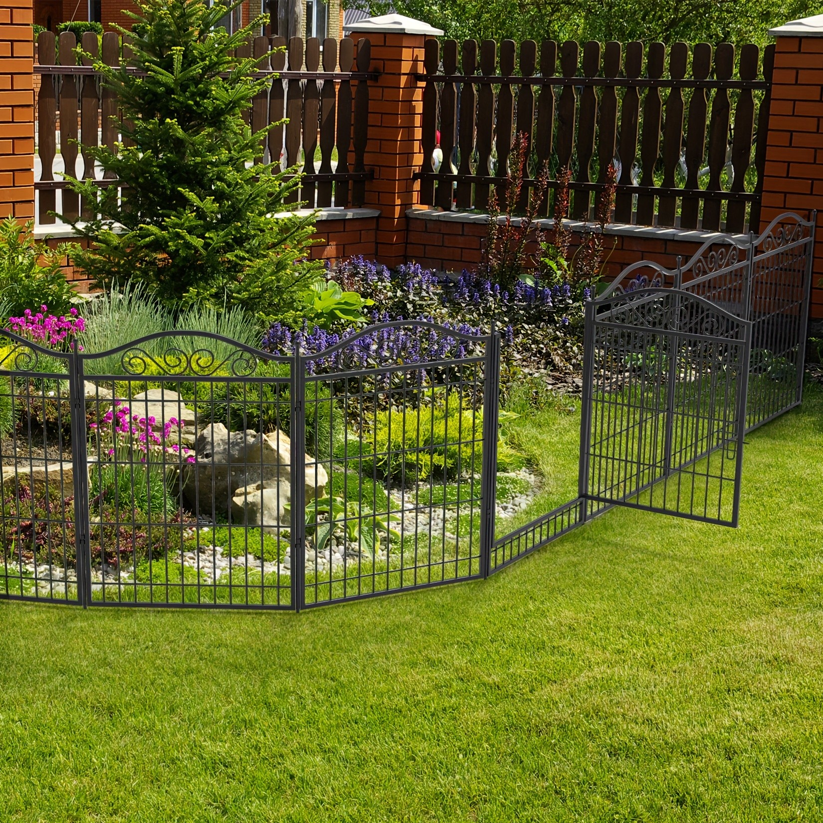 wisfor Heavy Duty Metal Dog Panel Pet Playpen  Durable and Foldable Fence for Dogs