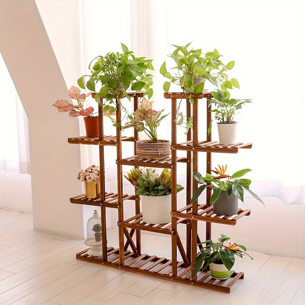 wisfor 11-Tier Wooden Plant Stand Elegant Display Rack for Your Garden & Home