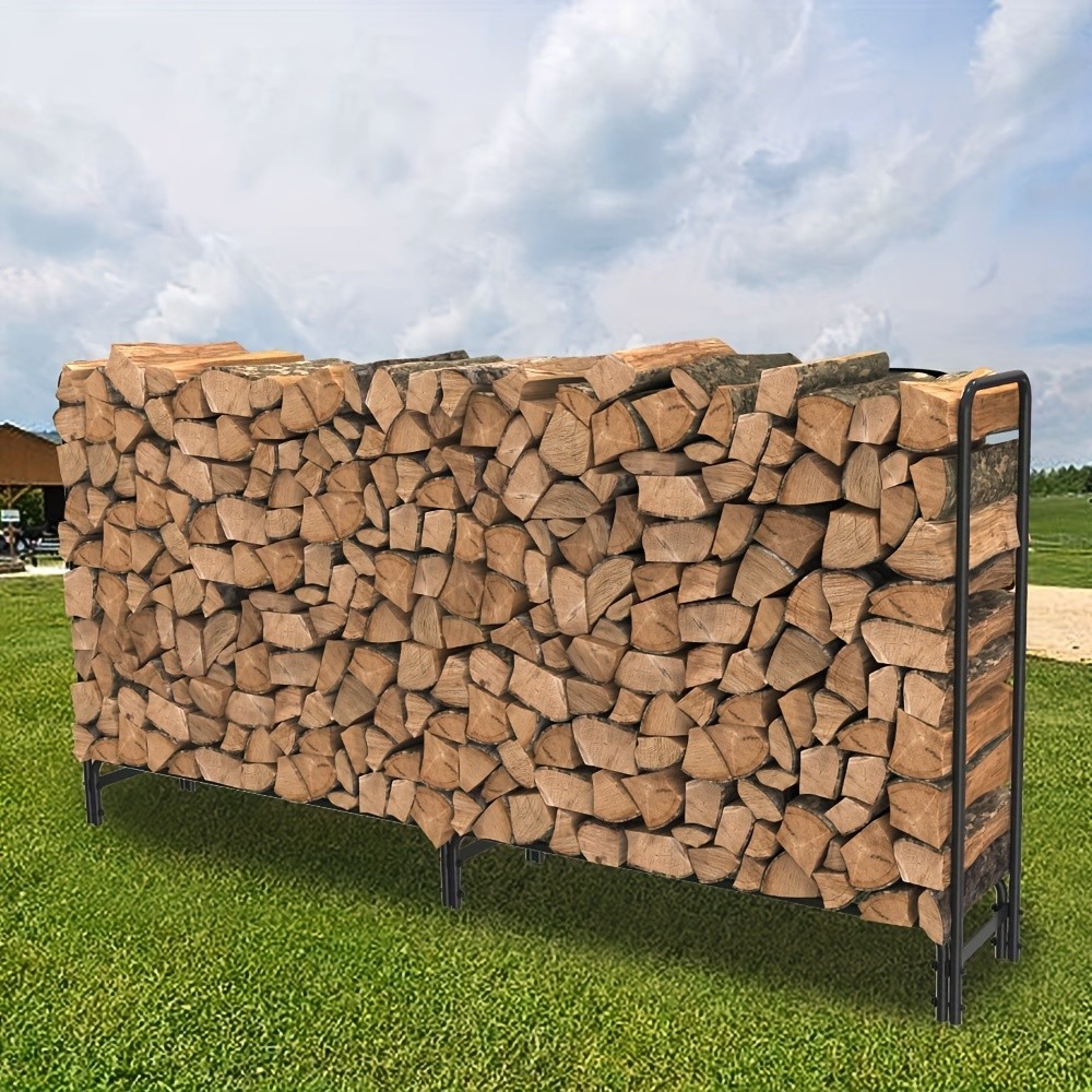 wisfor Metal Iron Firewood Rack Heavy Duty Log Storage for Fireplace