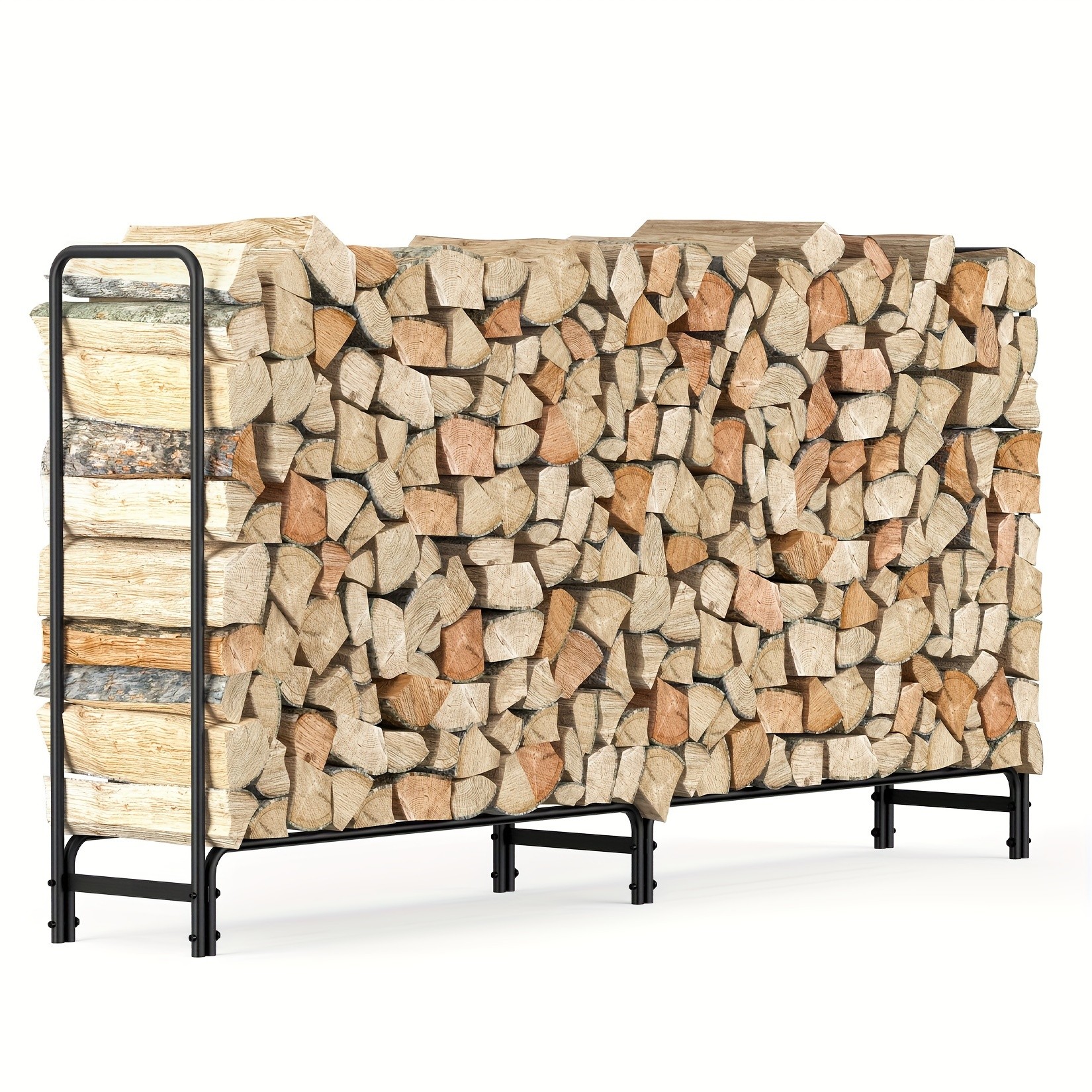 wisfor Metal Iron Firewood Rack Heavy Duty Log Storage for Fireplace