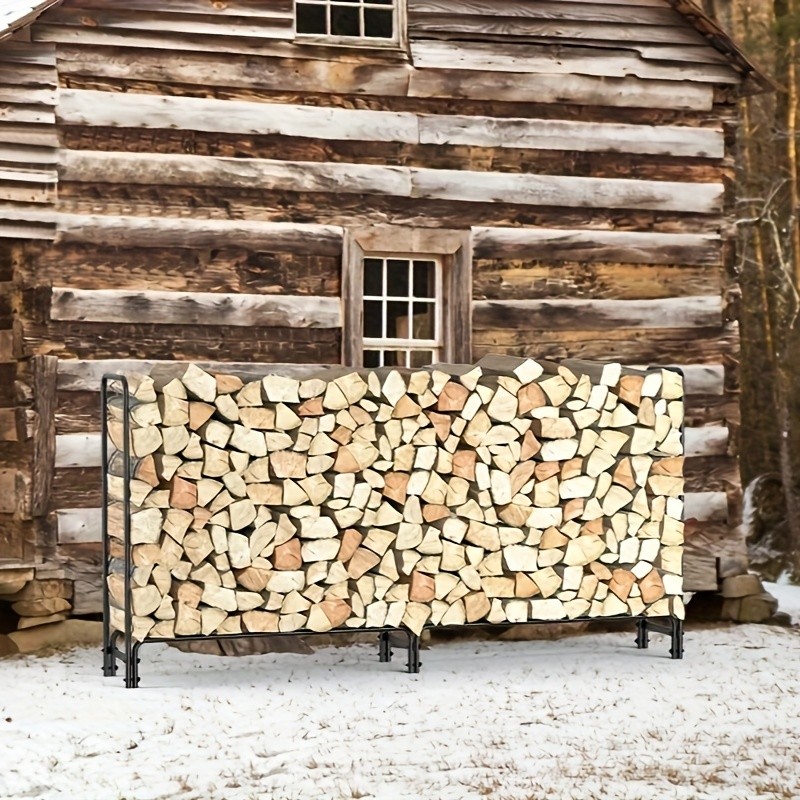 wisfor Metal Iron Firewood Rack Heavy Duty Log Storage for Fireplace