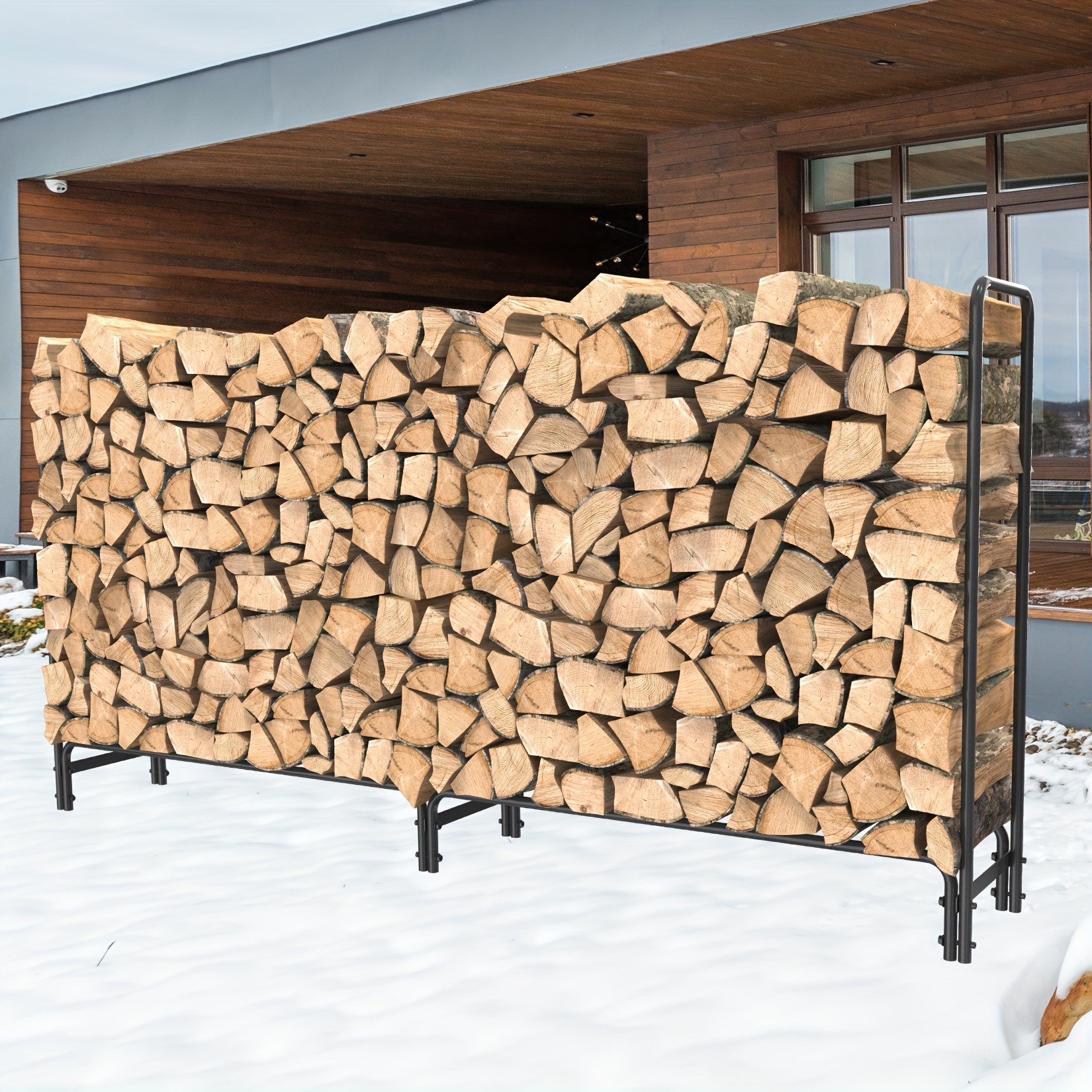 wisfor Metal Iron Firewood Rack Heavy Duty Log Storage for Fireplace