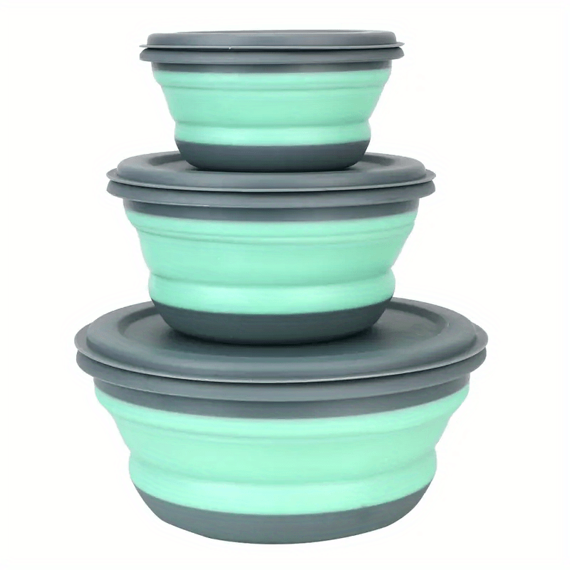 FARIDABIO Silicone Folding Bowls with Lid Portable and Expandable Food Storage for Outdoor Adventures