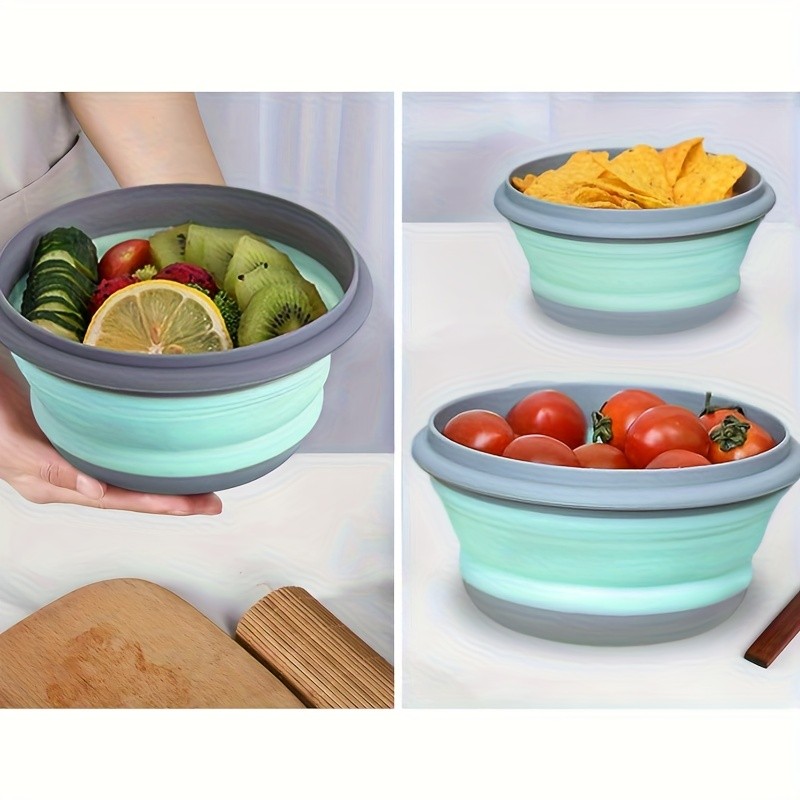 FARIDABIO Silicone Folding Bowls with Lid Portable and Expandable Food Storage for Outdoor Adventures