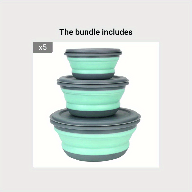 FARIDABIO Silicone Folding Bowls with Lid Portable and Expandable Food Storage for Outdoor Adventures