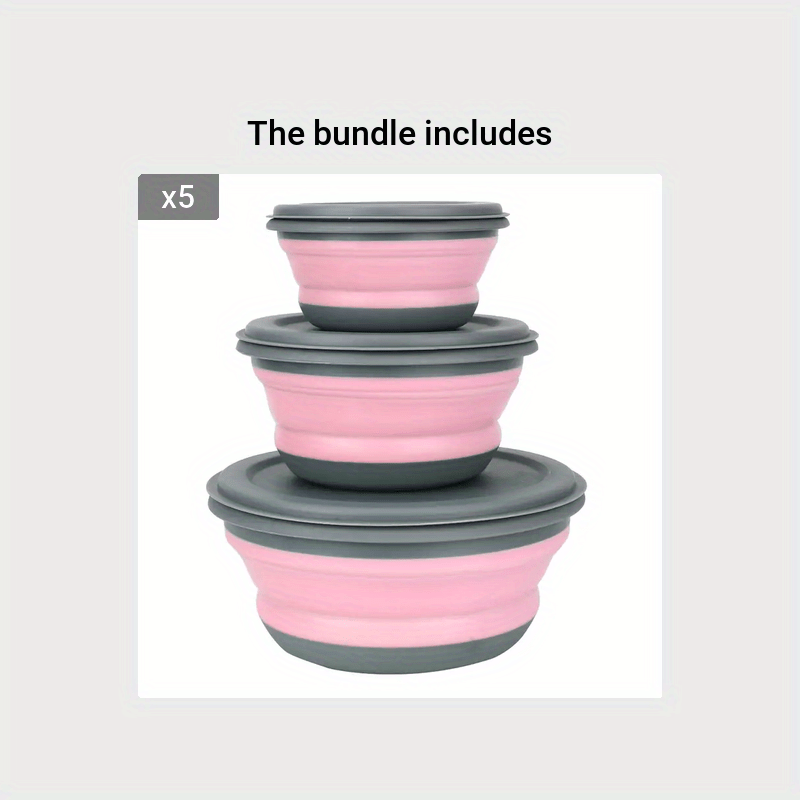 FARIDABIO Silicone Folding Bowls with Lid Portable and Expandable Food Storage for Outdoor Adventures