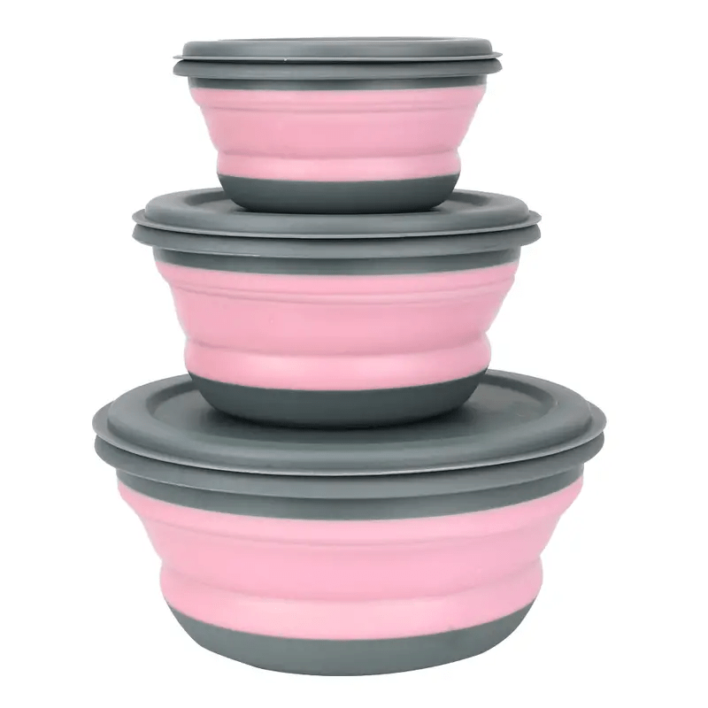 FARIDABIO Silicone Folding Bowls with Lid Portable and Expandable Food Storage for Outdoor Adventures