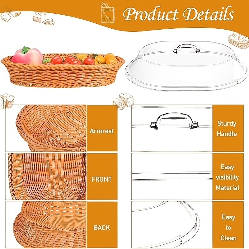 FARIDABIO Bread Basket with Clear Acrylic Lid Stylish and Durable Food Storage for Pastries and Desserts