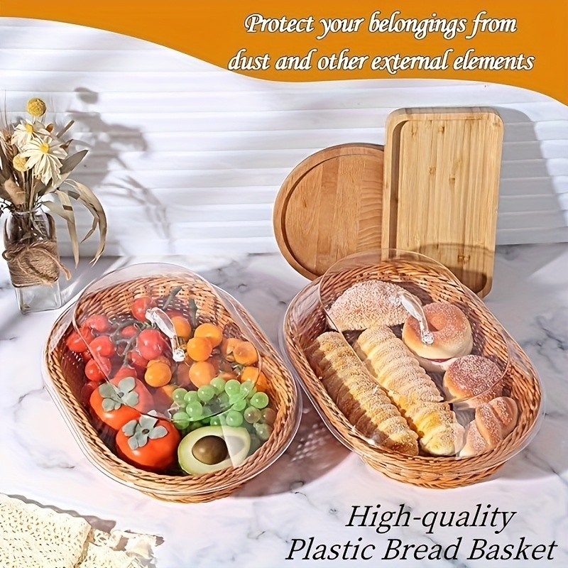 FARIDABIO Bread Basket with Clear Acrylic Lid Stylish and Durable Food Storage for Pastries and Desserts