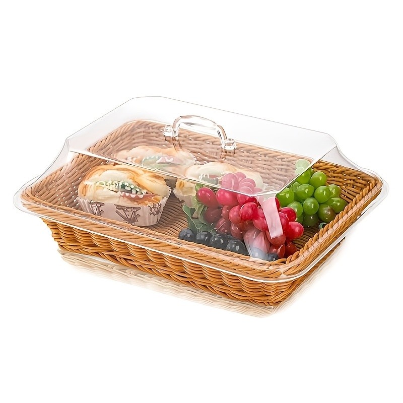FARIDABIO Bread Basket with Clear Acrylic Lid Stylish and Durable Food Storage for Pastries and Desserts