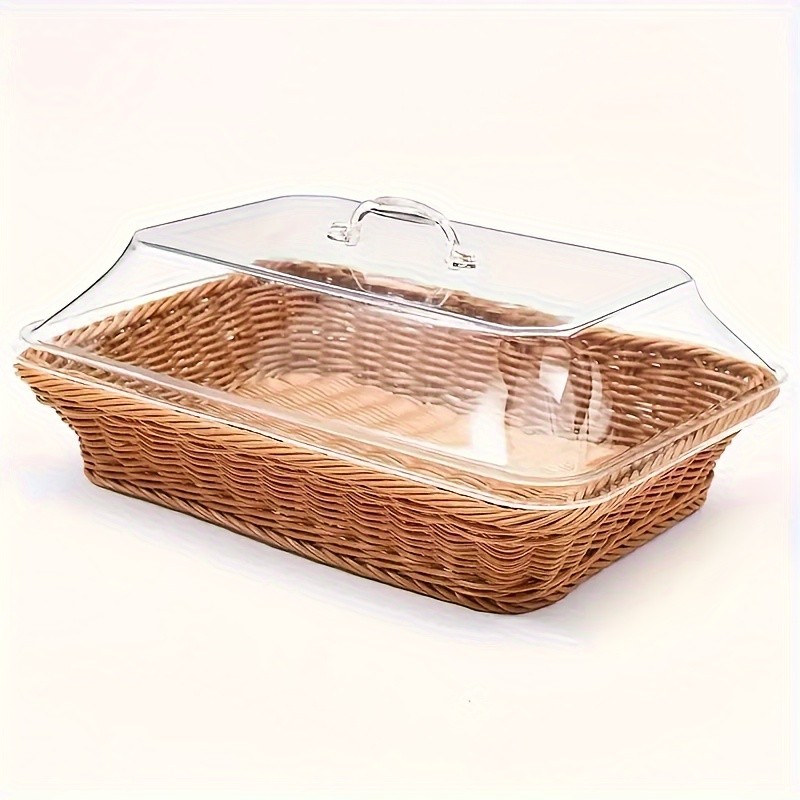 FARIDABIO Bread Basket with Clear Acrylic Lid Stylish and Durable Food Storage for Pastries and Desserts