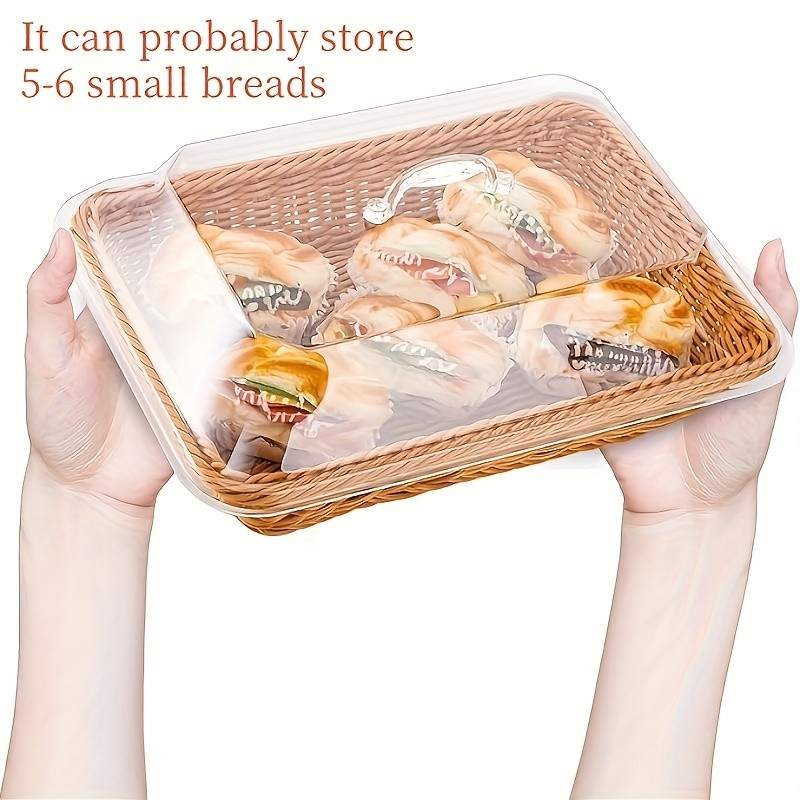 FARIDABIO Bread Basket with Clear Acrylic Lid Stylish and Durable Food Storage for Pastries and Desserts