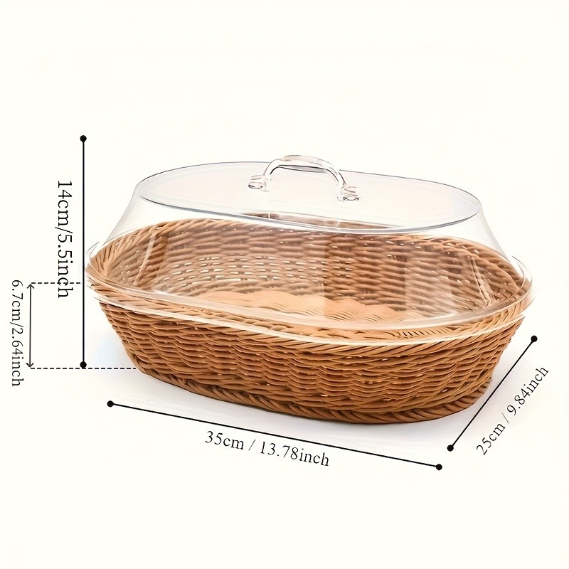 FARIDABIO Bread Basket with Clear Acrylic Lid  Stylish and Durable Food Storage for Pastries and Desserts