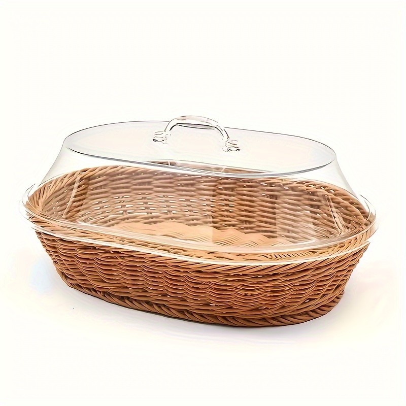 FARIDABIO Bread Basket with Clear Acrylic Lid Stylish and Durable Food Storage for Pastries and Desserts
