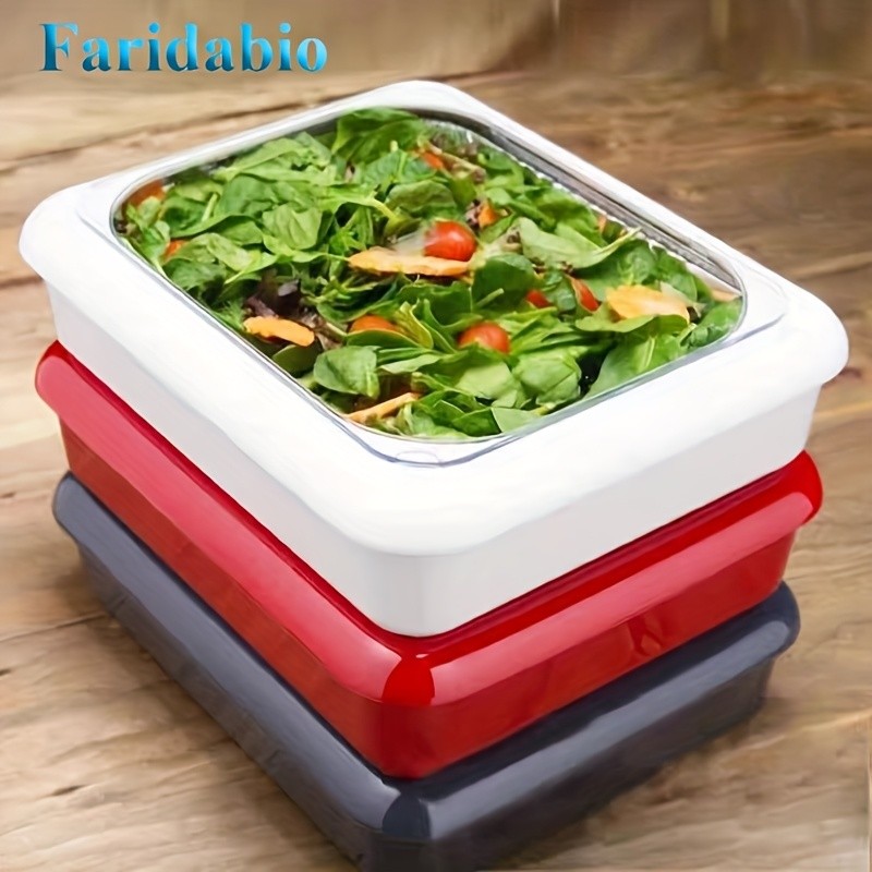 FARIDABIO 2-in-1 Aluminum Foil Tray with Heat Preservation Stackable Serving Tray for Salads, BBQs, and More
