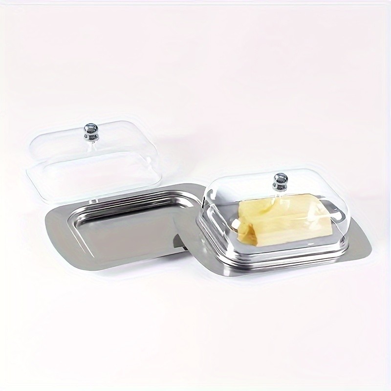 FARIDABIO Premium Butter Dish Stainless Steel Butter Keeper with Plastic Cover