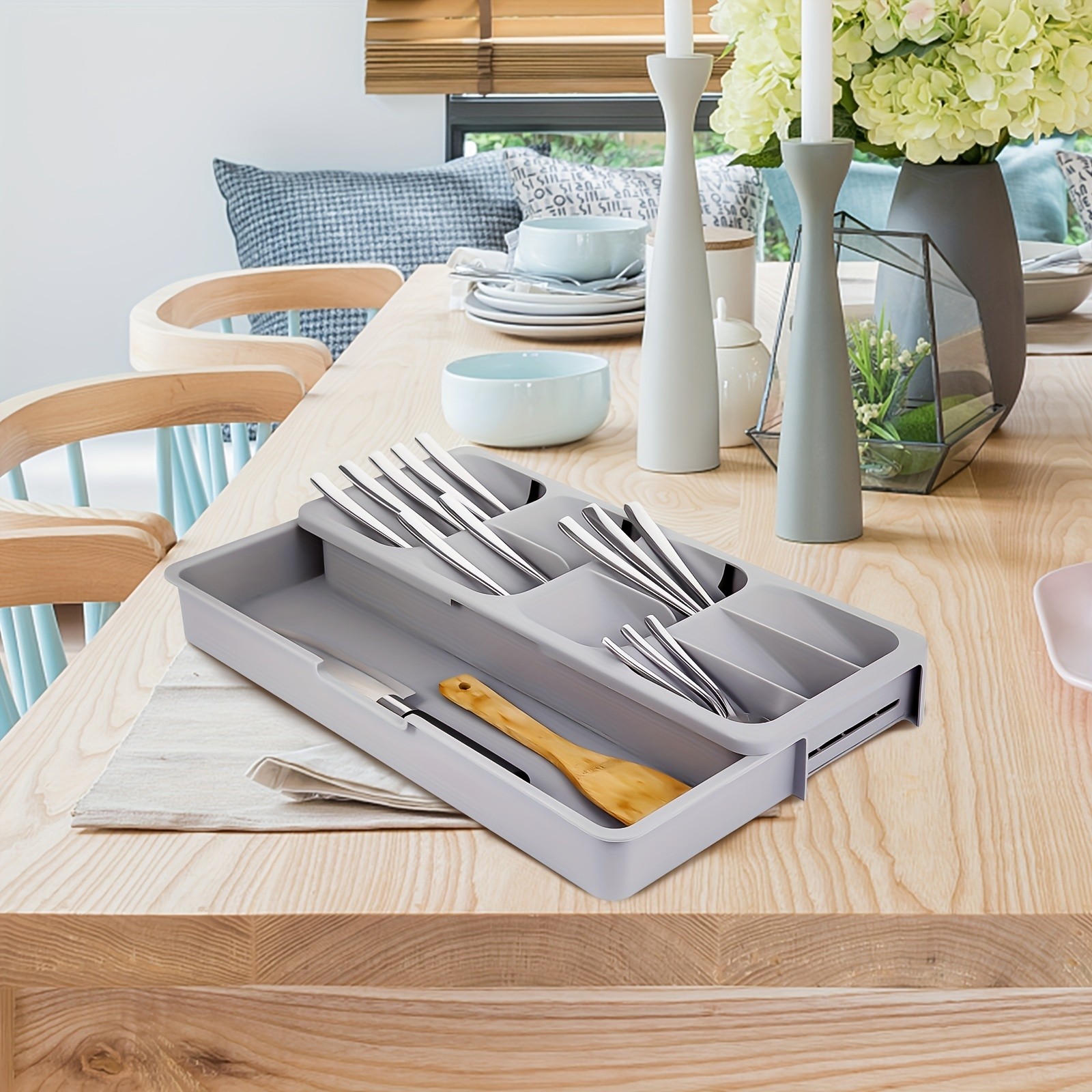 FARIDABIO Expandable Silverware Organizer Tray Versatile Utensil Holder for Kitchen Drawers