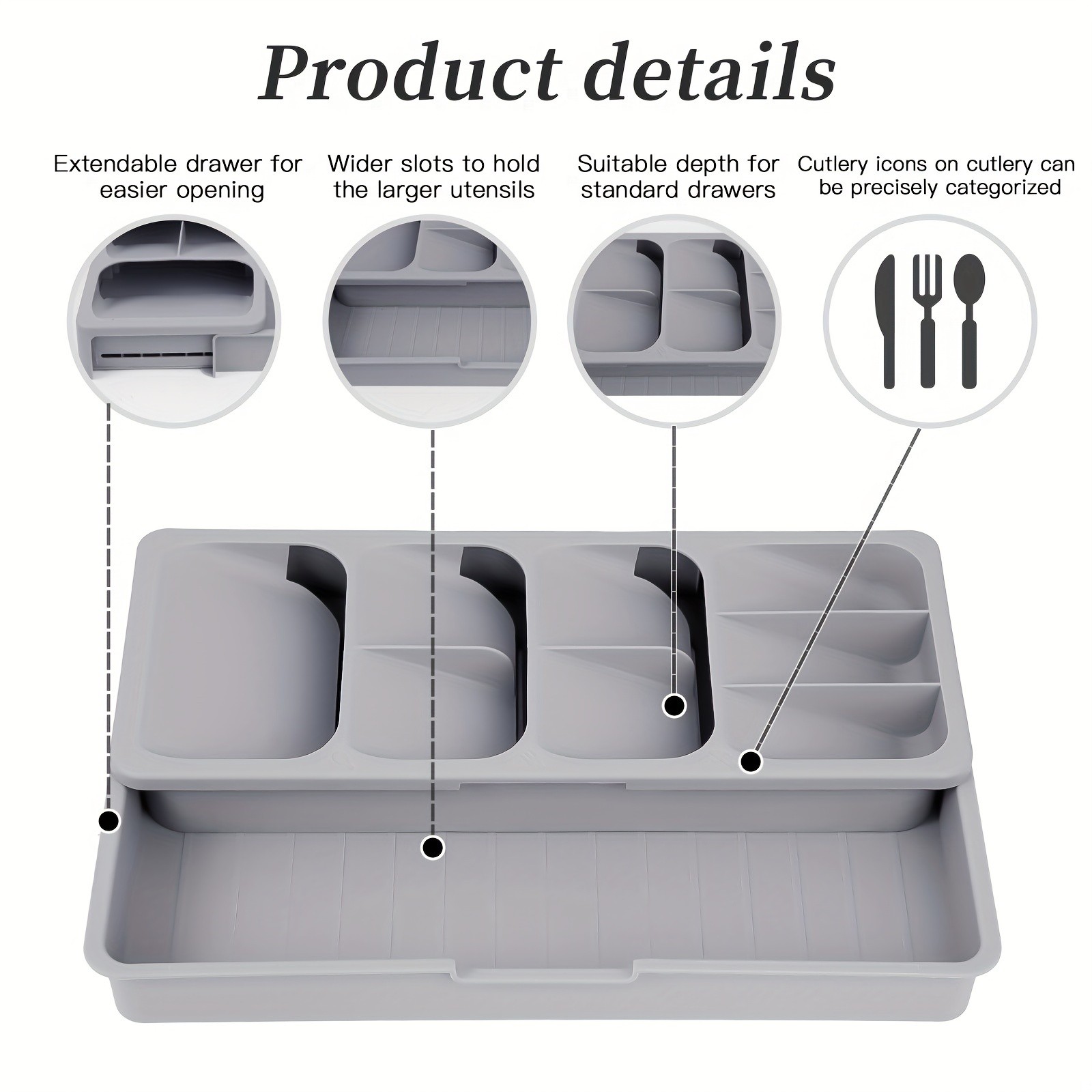 FARIDABIO Expandable Silverware Organizer Tray Versatile Utensil Holder for Kitchen Drawers