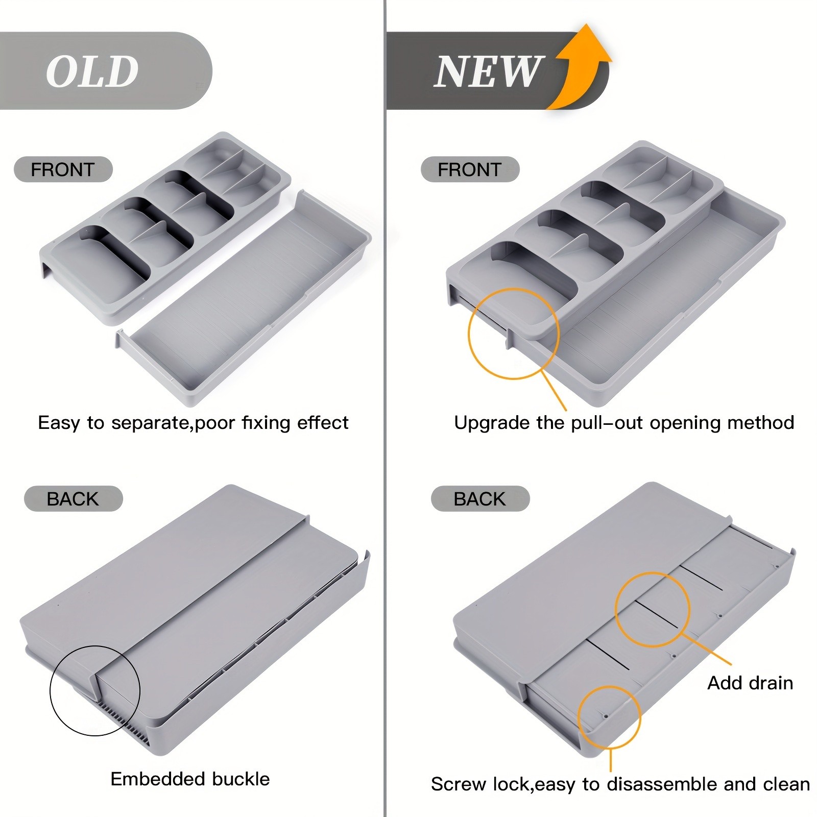 FARIDABIO Expandable Silverware Organizer Tray Versatile Utensil Holder for Kitchen Drawers