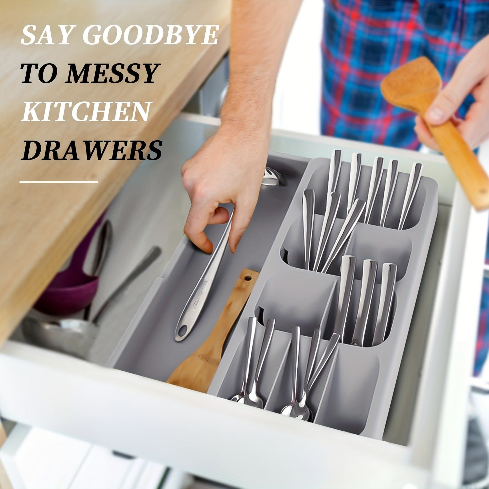 FARIDABIO Expandable Silverware Organizer Tray Versatile Utensil Holder for Kitchen Drawers