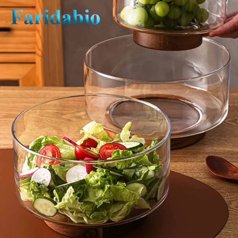 FARIDABIO Clear Glass Salad Bowl Nordic Modern Dining Bowl for Home and Restaurant