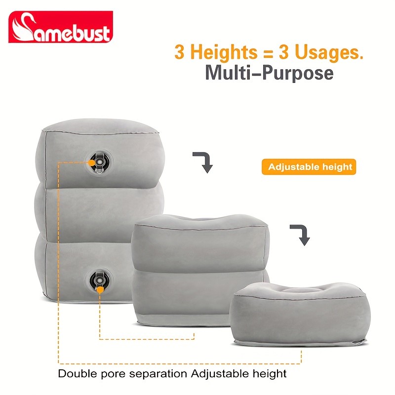 CAMEBUST Inflatable Foot Rest Pillow Adjustable Cushion for Travel, Airplane, and Car Comfort