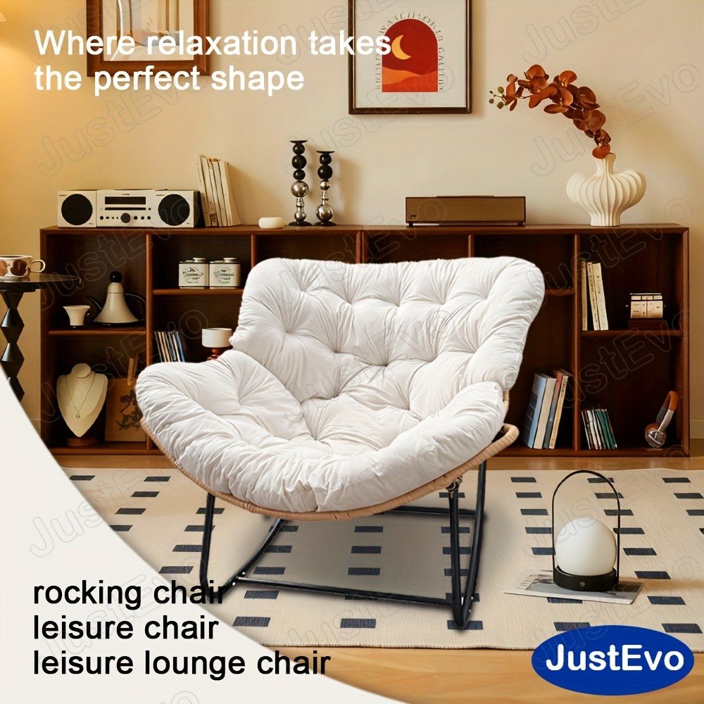 JUSTEVO Extra Large Comfortable Rocking Chair Ergonomic Recliner with Adjustable Headrest for Ultimate Relaxation