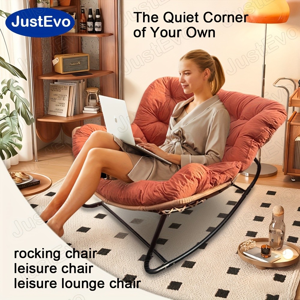 JUSTEVO Extra Large Comfortable Rocking Chair  Ergonomic Recliner with Adjustable Headrest for Ultimate Relaxation