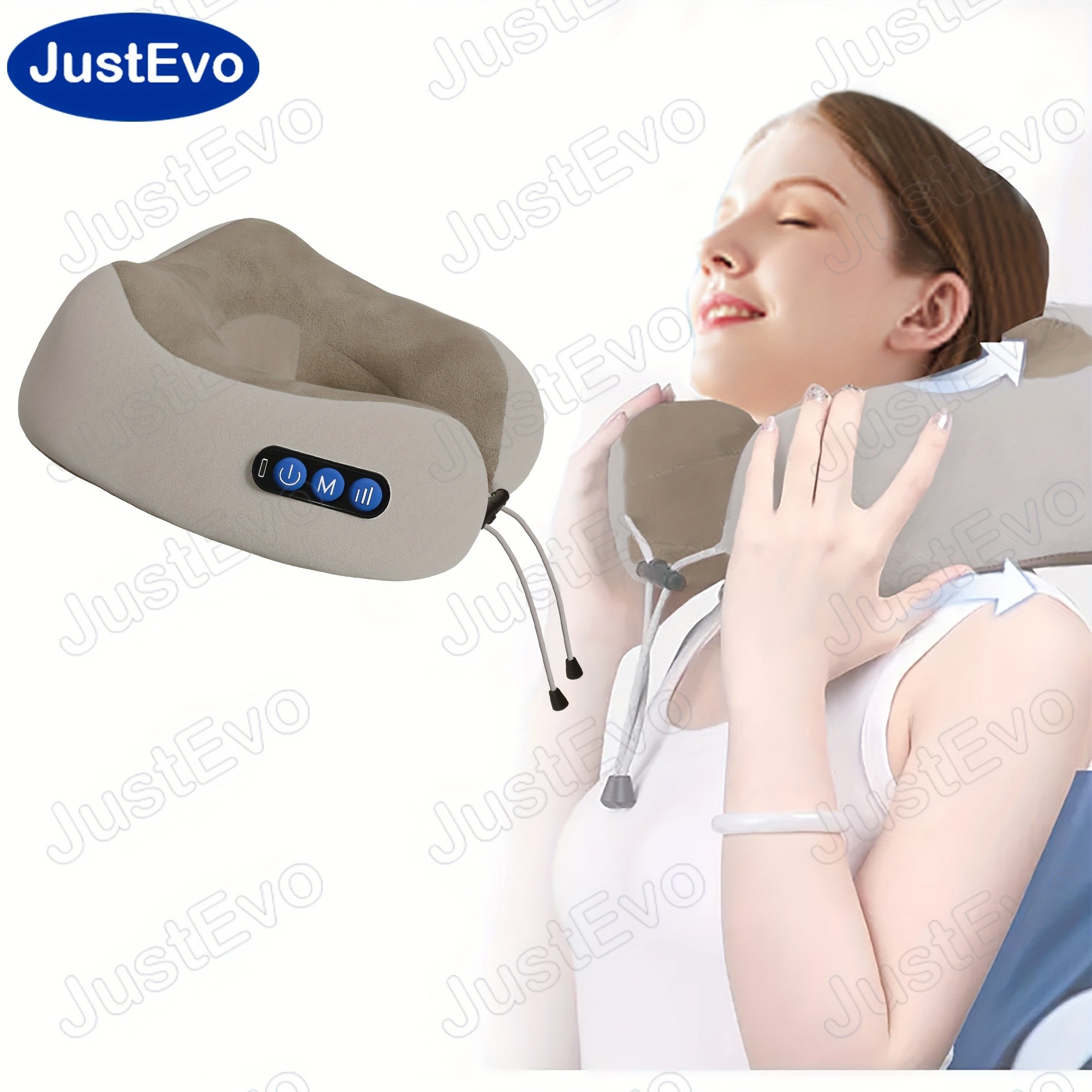 JUSTEVO Electric Neck Massage Pillow Perfect Neck Relief for Travel, Office, and On-the-Go