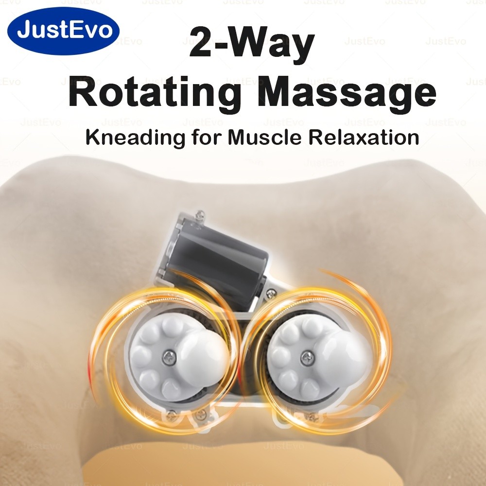 JUSTEVO 3D Kneading Neck Massage Pillow Extra-Thick Memory Foam for Ultimate Comfort and Relaxation