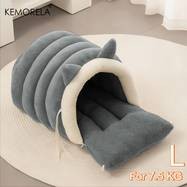 KEMORELA 2025 New Cat Ear Cat Bed Soft, Plush Semi-Enclosed Pet Nest for Ultimate Comfort