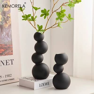 KEMORELA Black and White Softball Ceramic Vase Classic Ceramic Vase for Flower Arrangements and Home Decor