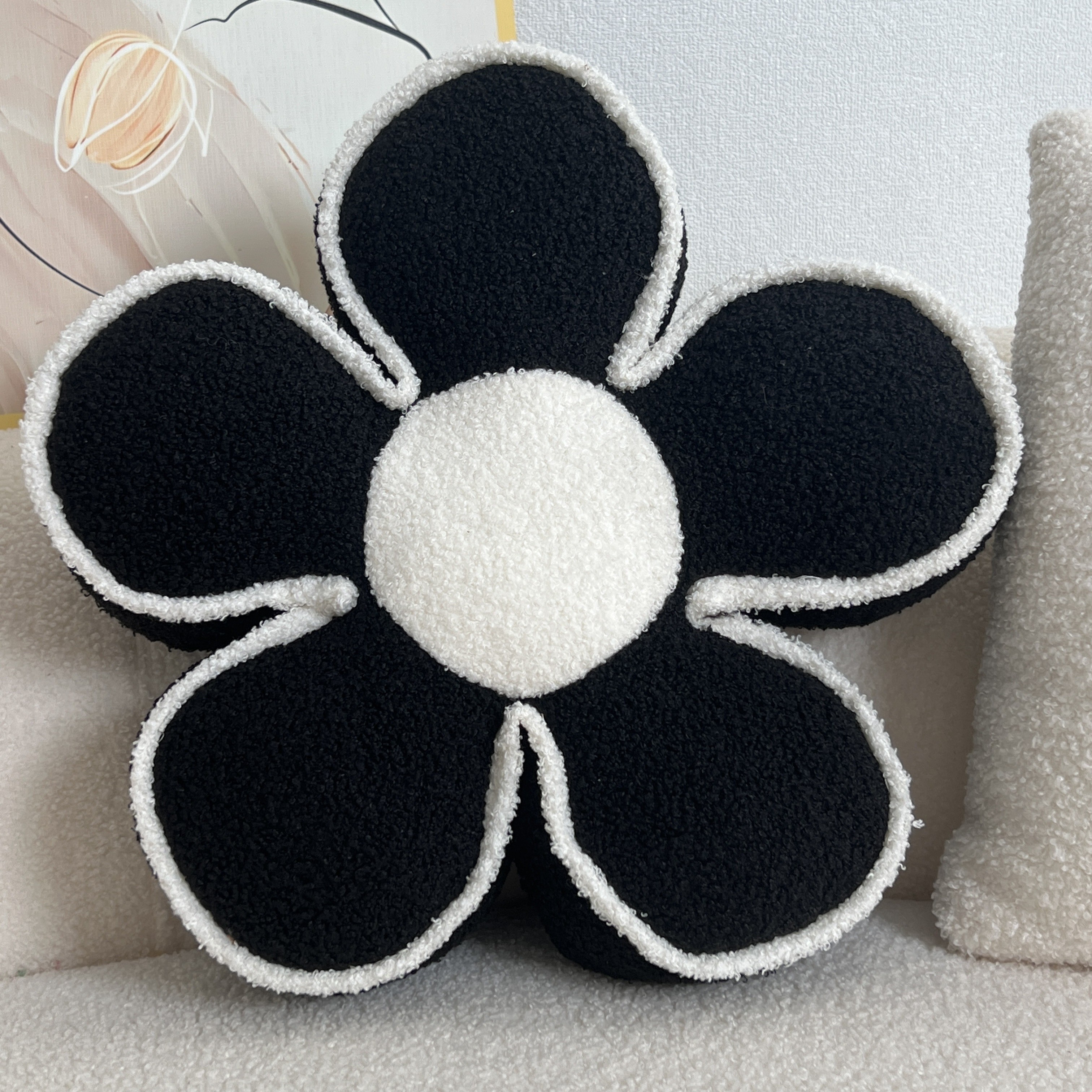 YLBKIKR Chic Geometric Flower Throw Pillow  Soft and Washable Cushion for Bed and Sofa Decor