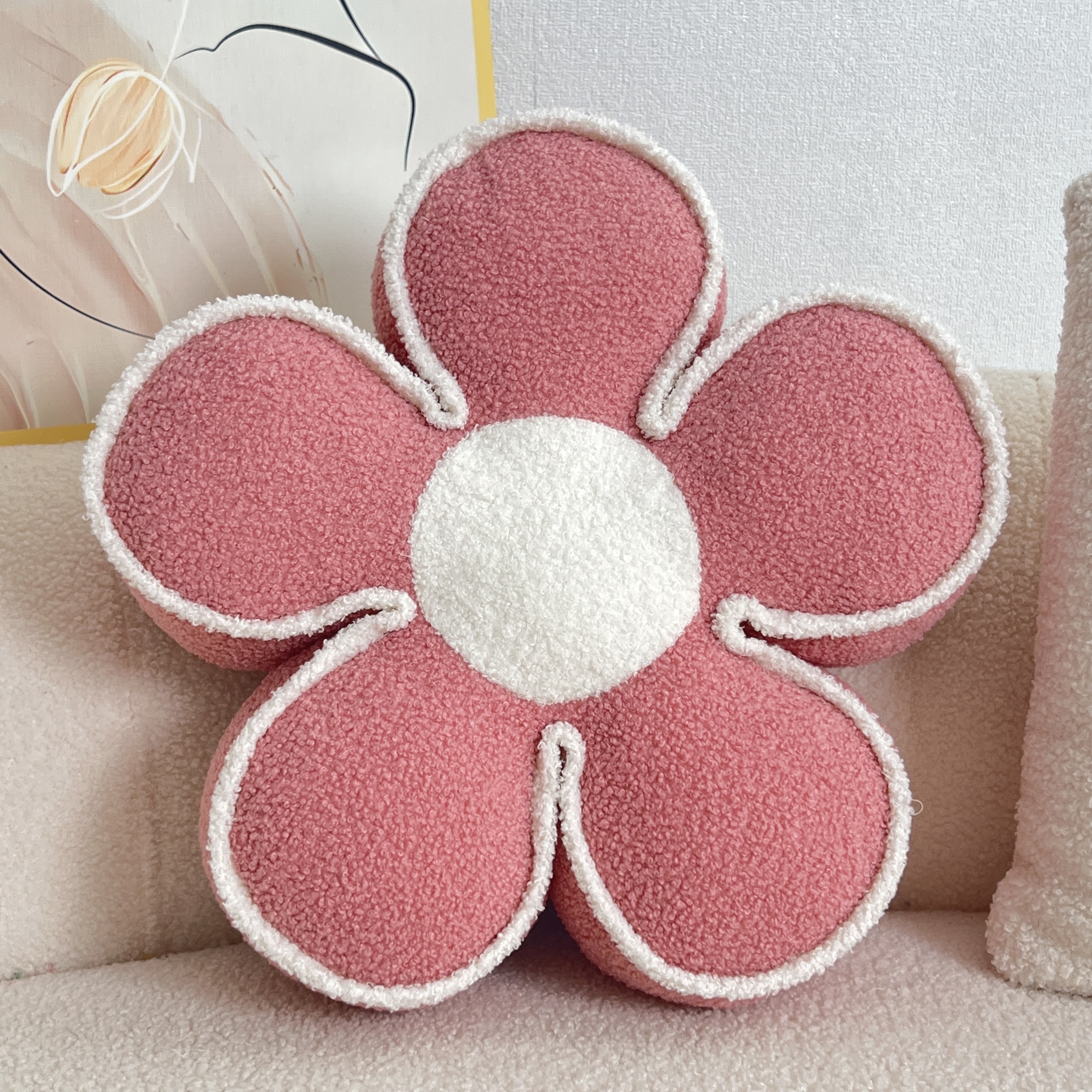 YLBKIKR Chic Geometric Flower Throw Pillow Soft and Washable Cushion for Bed and Sofa Decor