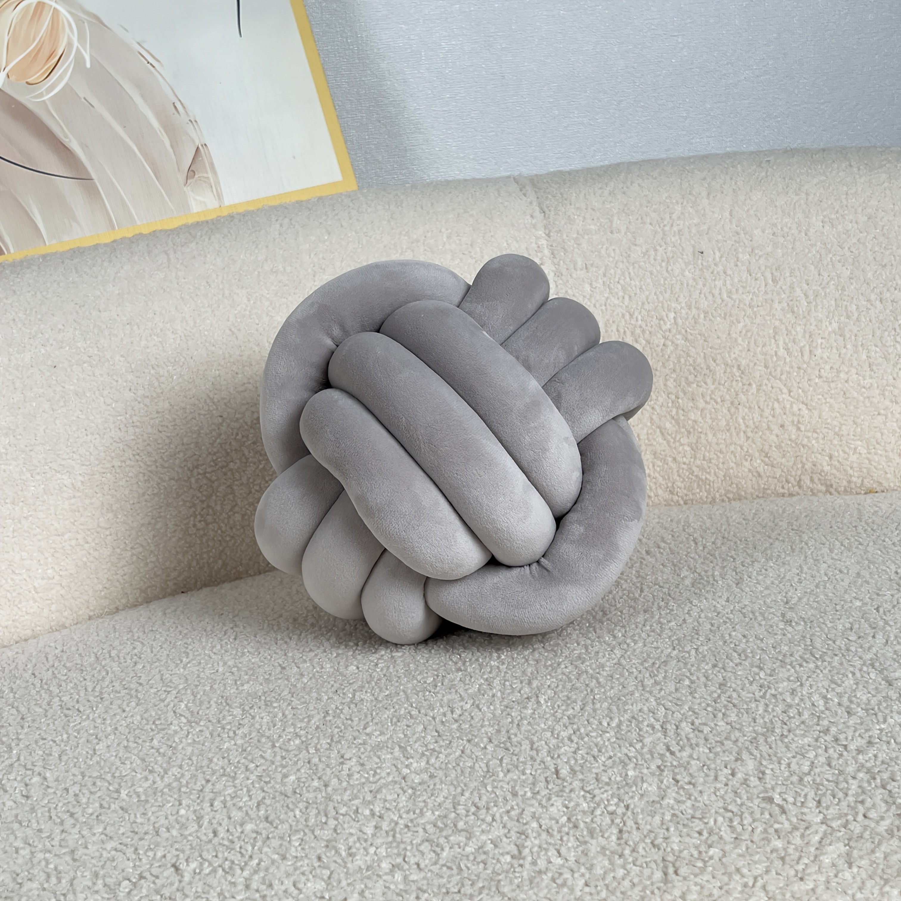 YLBKIKR Handwoven Knot Ball Pillow Soft, Quilted Texture for Sofa, Bed, and Chair Comfort with Minimalist Boho Style