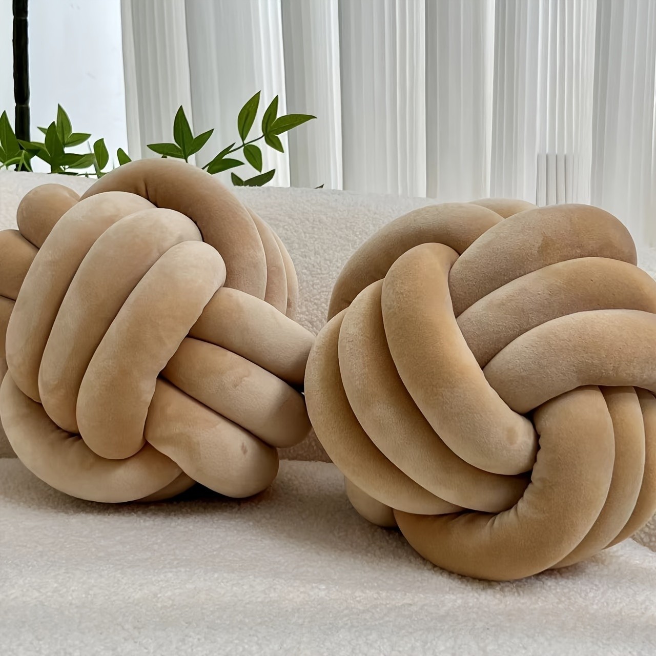 YLBKIKR 2pcs Round Knotted Throw Pillows Plush Geometric Pattern Cushions for Comfortable and Stylish Home Decor