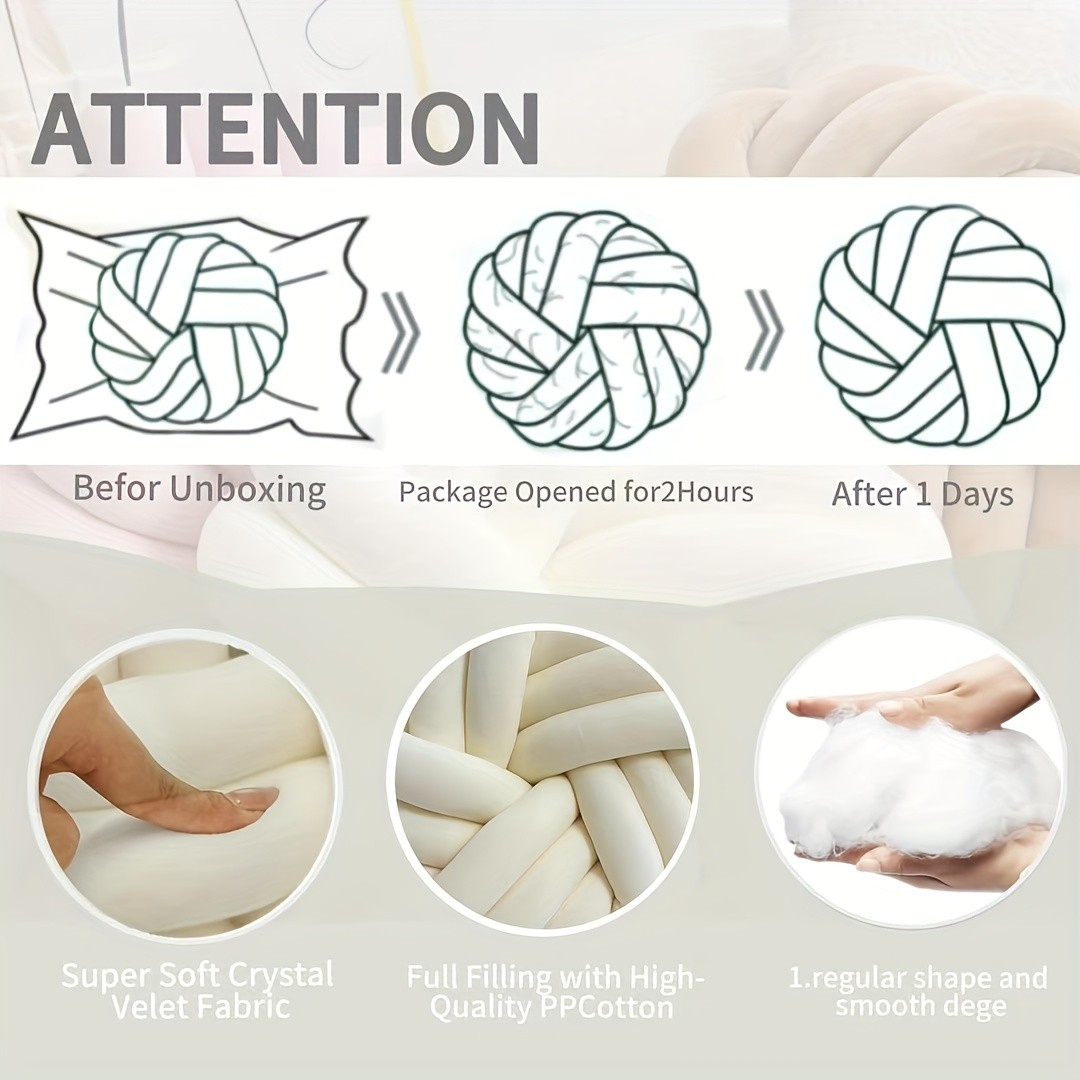 YLBKIKR Handmade Soft Plush Knot Throw Pillow Multi-Color Modern Minimalist Cushion for Sofa, Bed, and Chair Accent