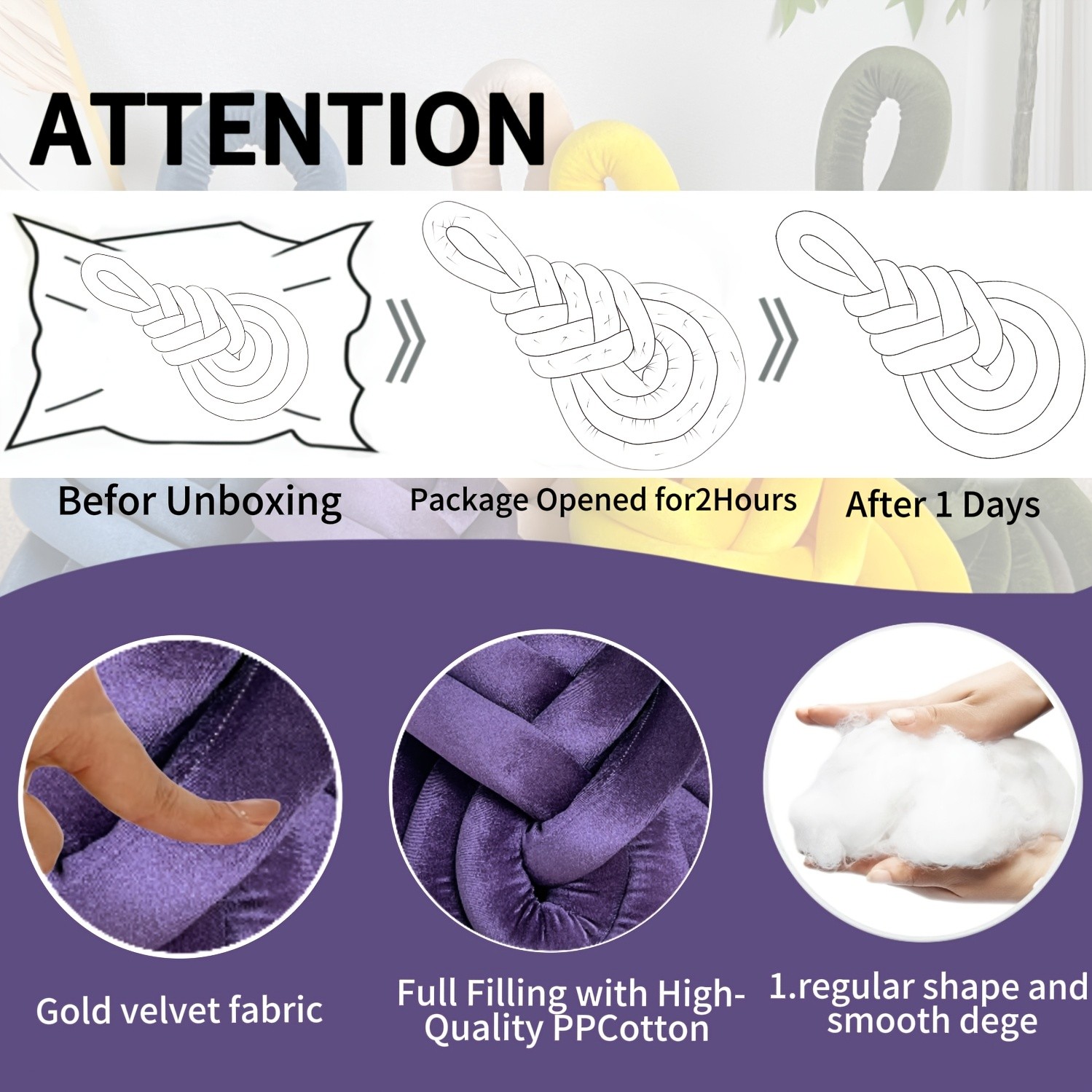 YLBKIKR Handwoven Plush Short-Hair Cushion Luxury Decorative Accent with Knot/Teardrop/Baroque Design for Sofa, Bed, and Chair
