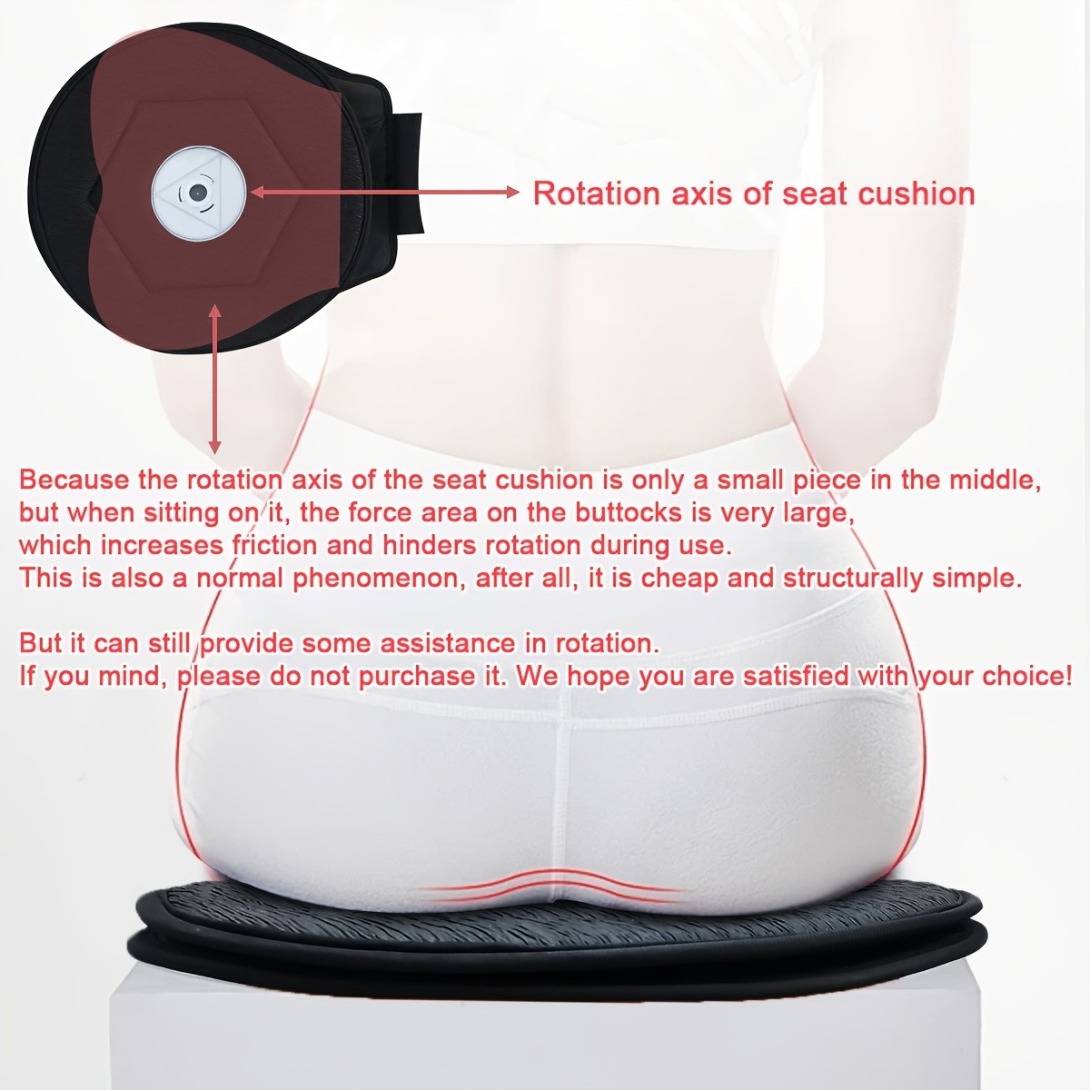 HAOZCL 360 Rotating Car Seat Cushion Portable Anti-Slip Cushion with Easy Installation for Elderly, Pregnant, and Universal Use