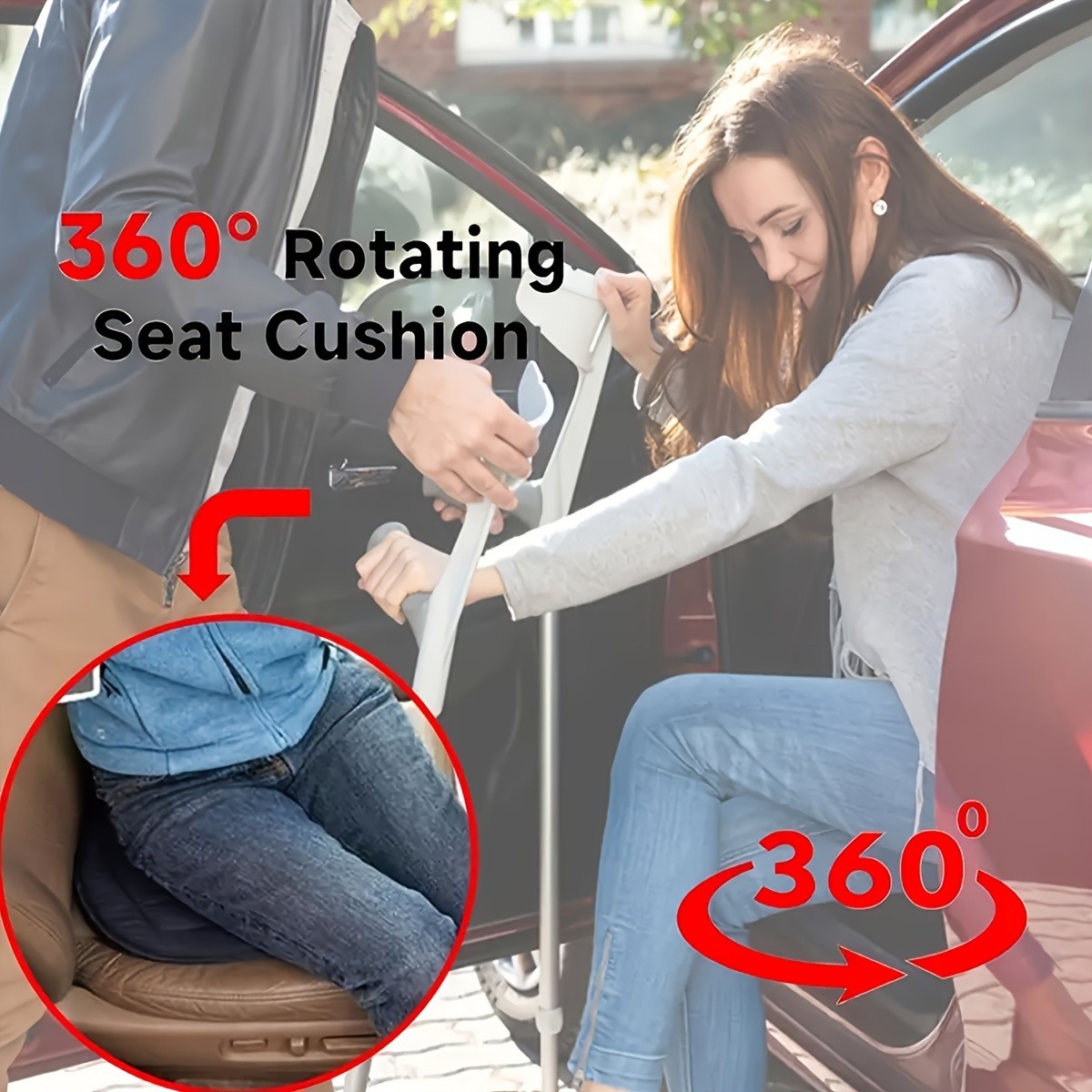 HAOZCL 360 Rotating Car Seat Cushion Portable Anti-Slip Cushion with Easy Installation for Elderly, Pregnant, and Universal Use