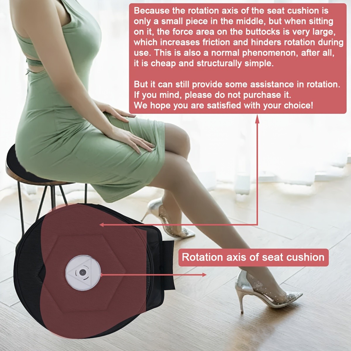 HAOZCL 360 Rotating Car Seat Cushion Portable Anti-Slip Cushion with Easy Installation for Elderly, Pregnant, and Universal Use