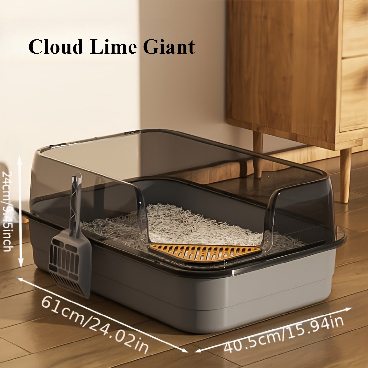 HAOZCL Extra Large Half-Closed Litter Box with High Fence and Cleaning Spoon Spacious, Splash-Proof Design for Multi-Cat Homes and Easy Maintenance