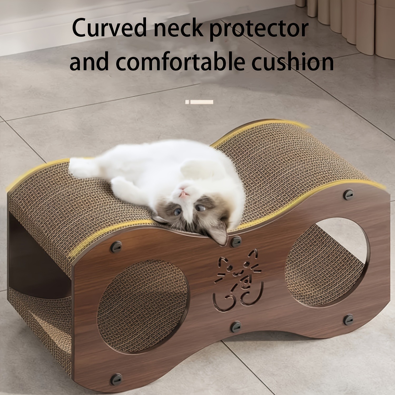 HAOZCL 2-Tier Durable Cat Scratching Post & Bed 2-in-1 Modern Cat Furniture with Integrated Play Area for Rest and Play