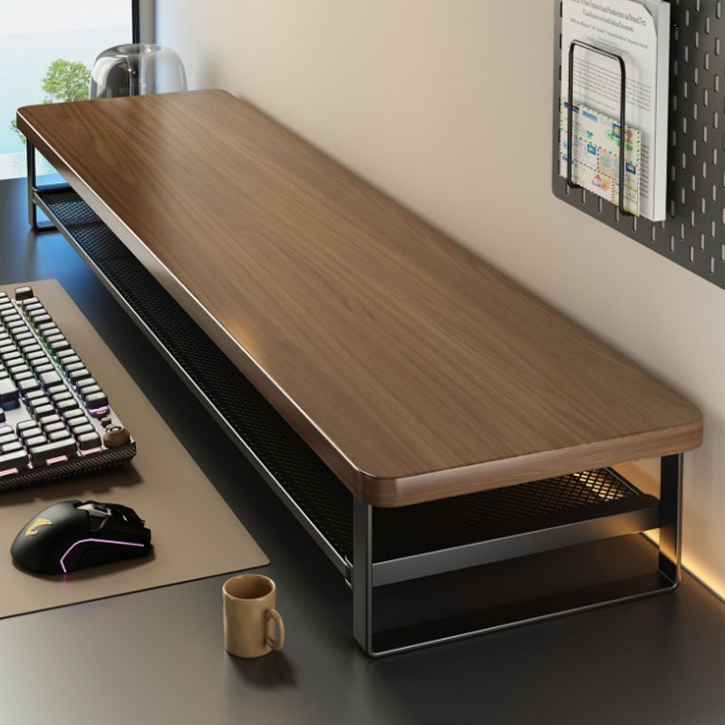 HAOZCL Dual-Layer Computer Desk Stand with Storage Drawers Heavy-Duty, Space-Saving Workstation with Monitor Stand & Keyboard Tray