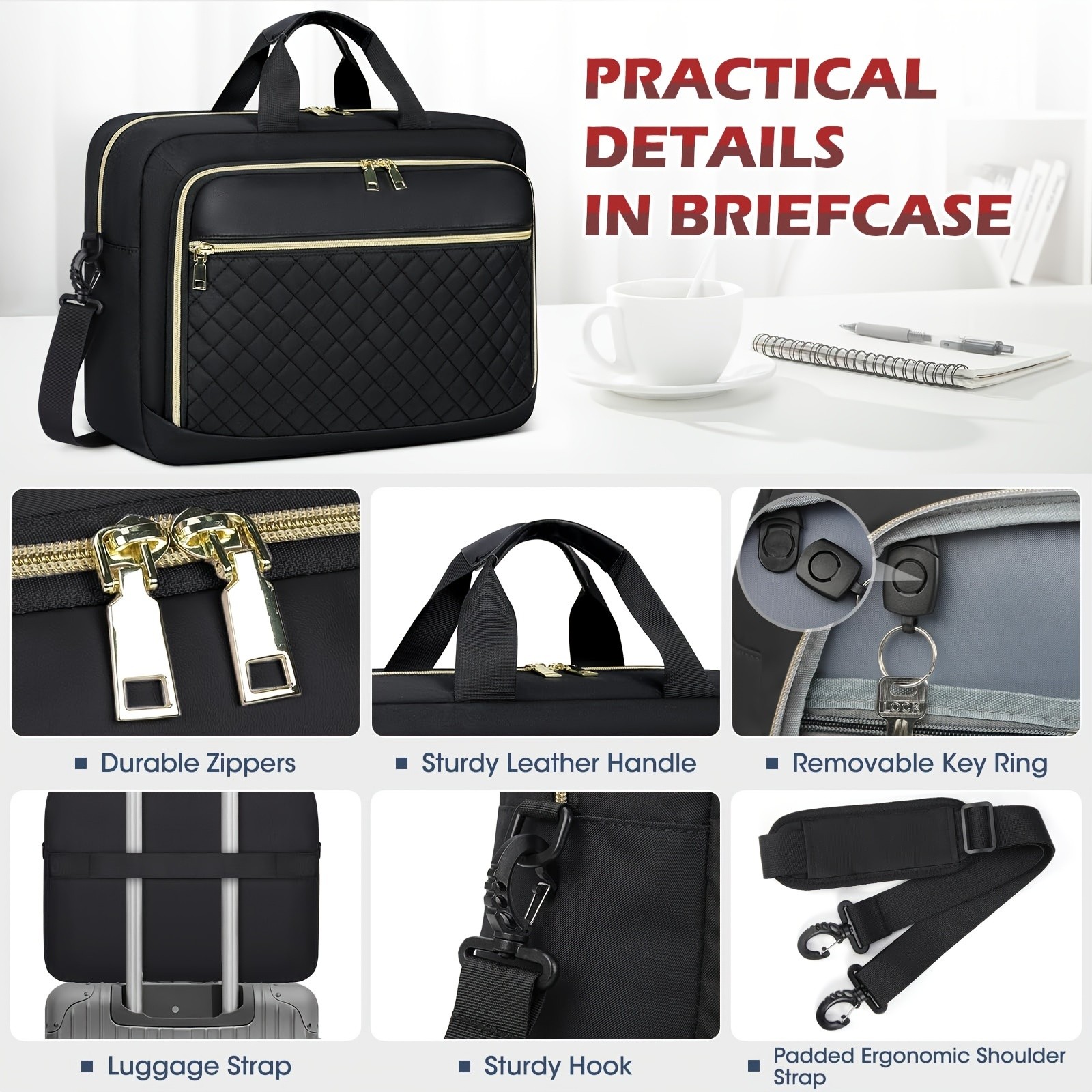 NEWHEY 39.62 cm TSA-Approved Laptop Briefcase for Women Stylish, Durable, and Secure