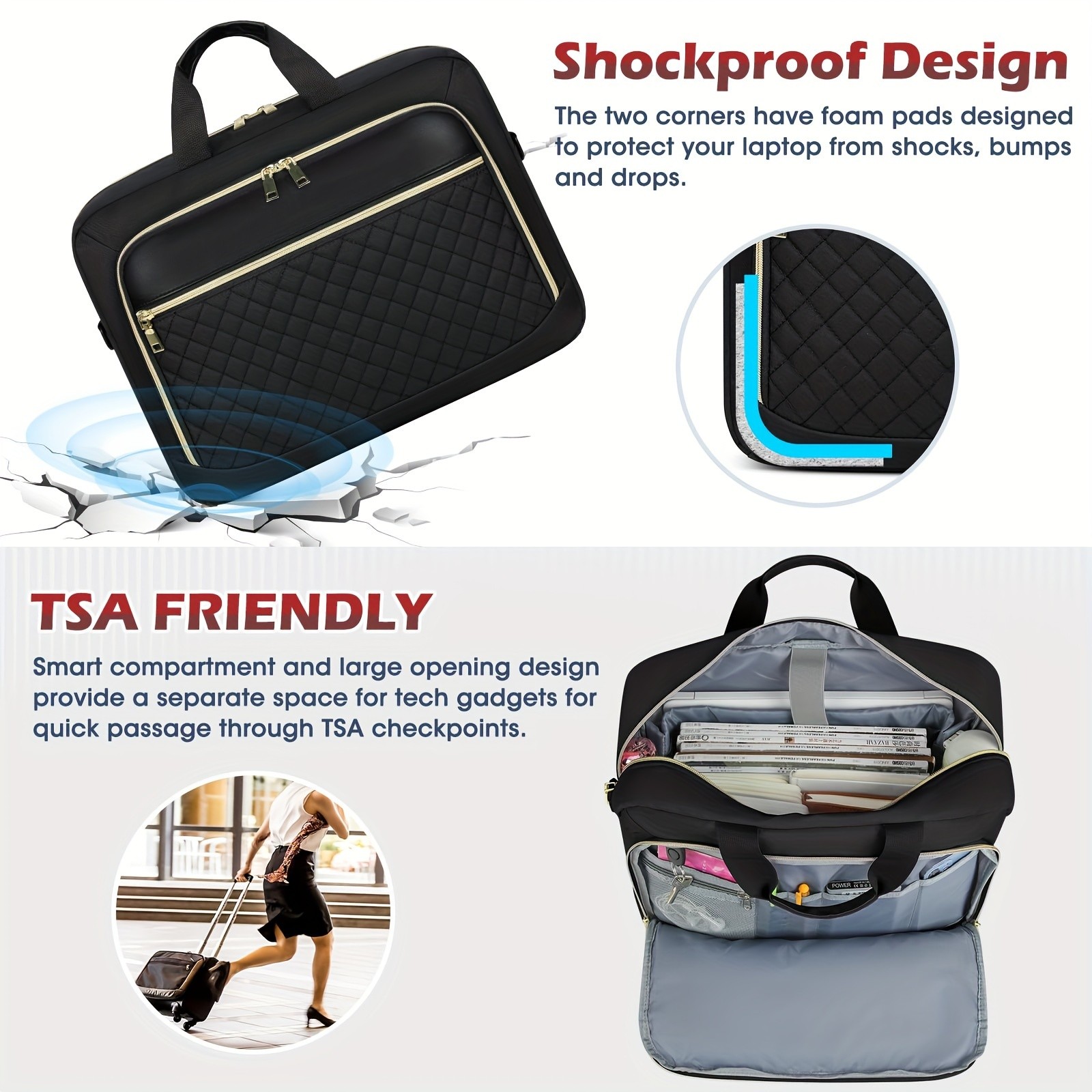 NEWHEY 39.62 cm TSA-Approved Laptop Briefcase for Women  Stylish, Durable, and Secure