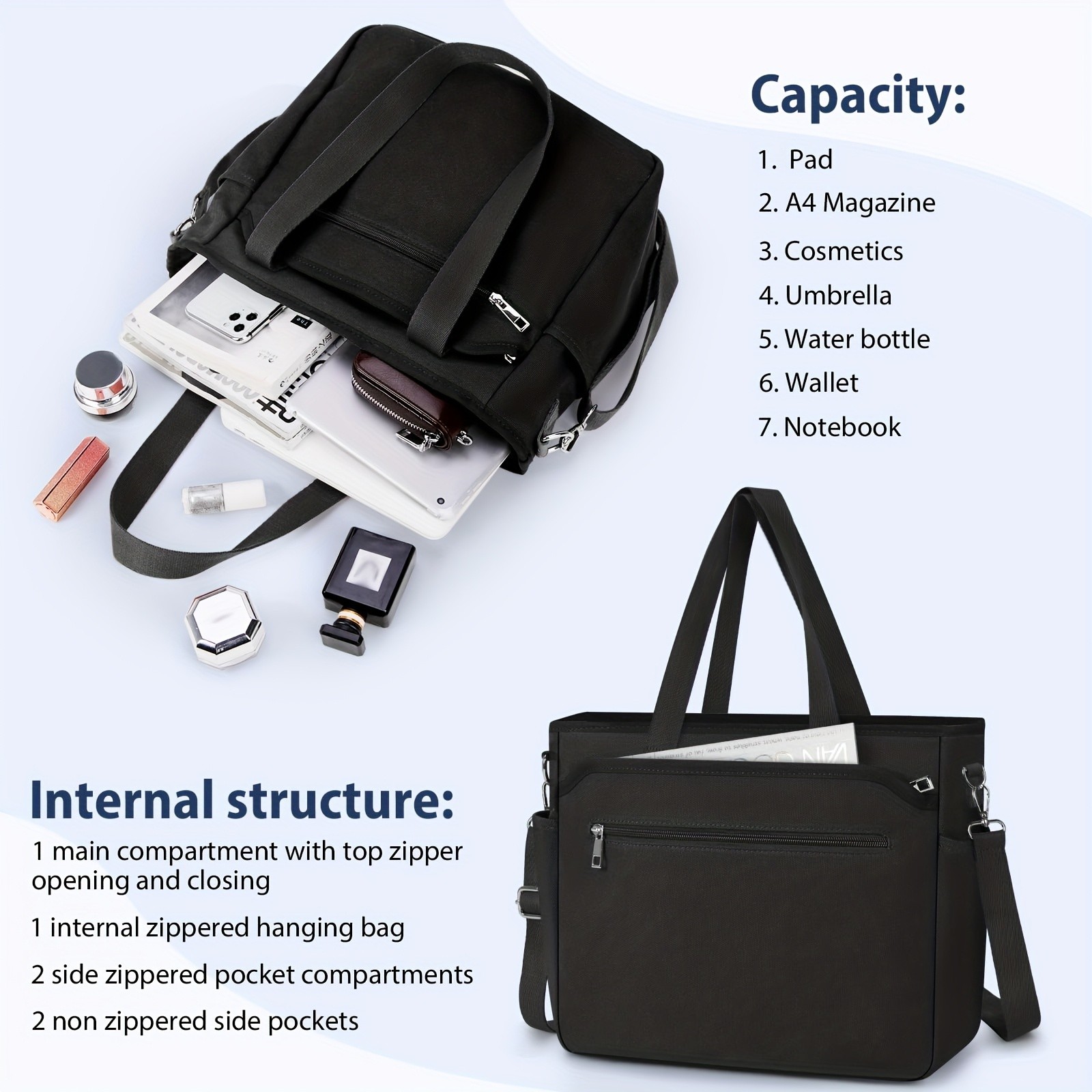 NEWHEY Womens Large Canvas Tote Bag Versatile, Durable, and Spacious for Work, School, and Beach