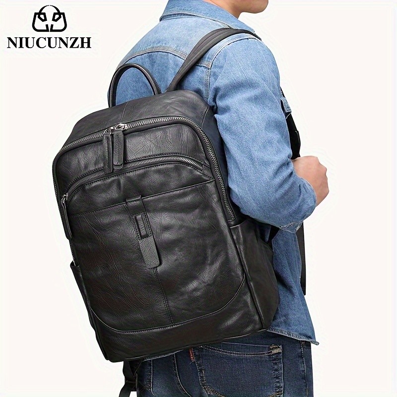 NIUCUNZH Mens Top Layer Cowhide Backpack Durable, Spacious, and Ideal for Travel and Commuting
