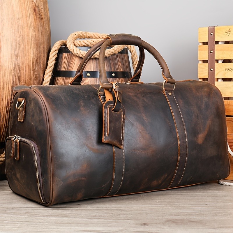 NIUCUNZH Mens Genuine Leather Handbag  Durable, Stylish, and Ideal for Travel, Business, and Short Trips