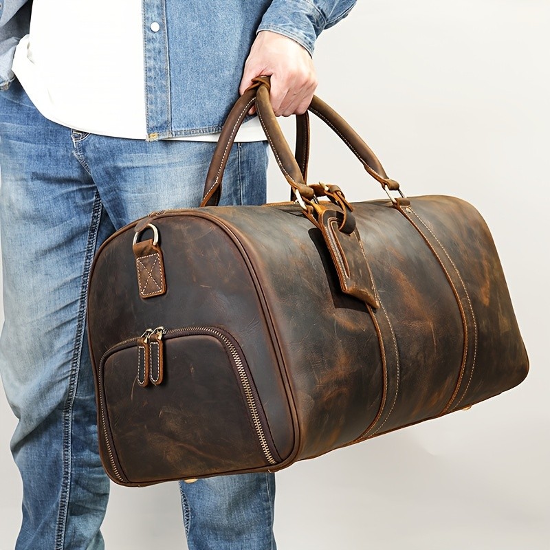 NIUCUNZH Mens Genuine Leather Handbag  Durable, Stylish, and Ideal for Travel, Business, and Short Trips